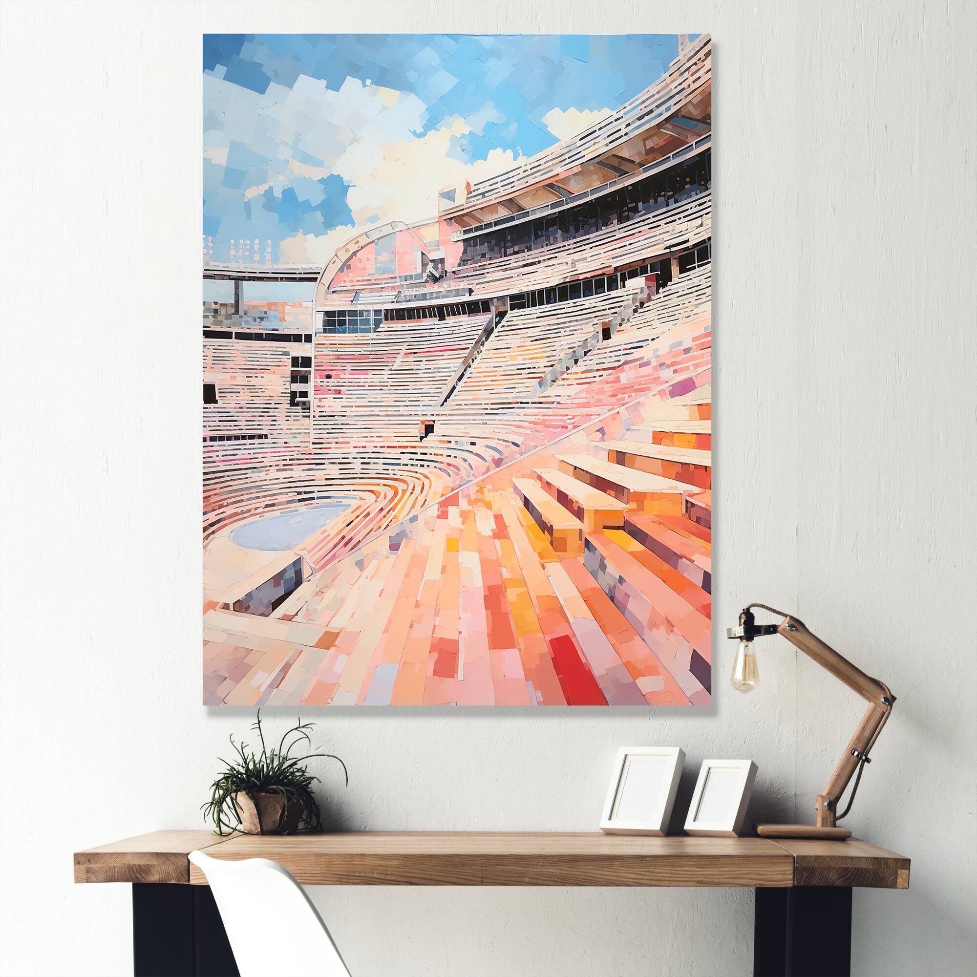Designart "Minimalism Stadium Pastel Color" Stadiums Wall Art Bed